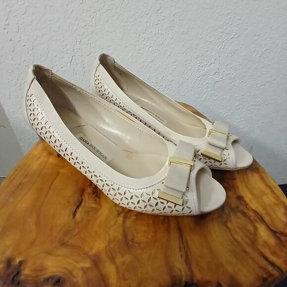 Dana Buchman Shoes - UEC Dana Buchman Peep toe with gold buckle  sz 7.5